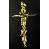Sculture da indossare - Croce in oro, zaffiri, rubini - Mario Inverardi